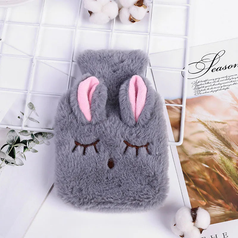 Portable Plush Rabbit Hand Po Warm Water Bottle Stress Pain Relief Therapy Hand Warmer Girls Pocket Hand Feet Hot Water Bag Byone