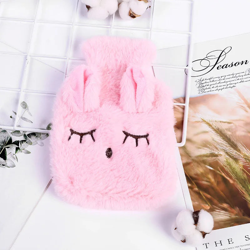 Portable Plush Rabbit Hand Po Warm Water Bottle Stress Pain Relief Therapy Hand Warmer Girls Pocket Hand Feet Hot Water Bag Byone