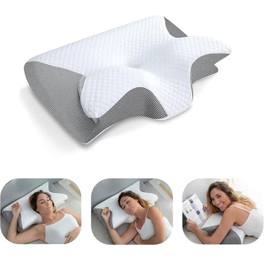 1pc Memory Foam Cervical Pillow, 2 in 1 Ergonomic Contour Orthopedic Pillow for Neck Pain, Contoured Support Pillows,Neck Pillow Byone