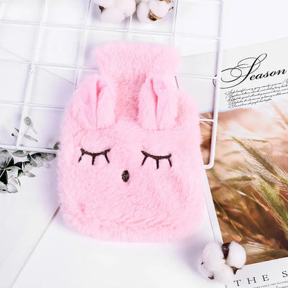 Portable Plush Rabbit Hand Po Warm Water Bottle Stress Pain Relief Therapy Hand Warmer Girls Pocket Hand Feet Hot Water Bag Byone